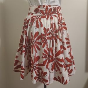 Red and white floral skirt